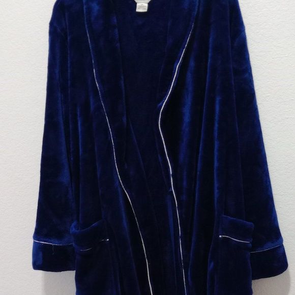 Liz Claiborne Luxury Plush Shawl Collar Robe Navy Blue size XL - Picture 7 of 9